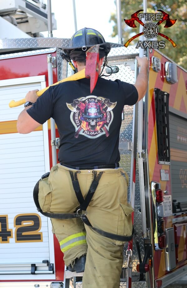 Men Of Fire 666 Squad Firefighter Shirt by Fire and Axes