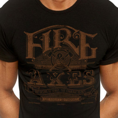 Fire and Axes Courage To Act Sepia Firefighter Shirt