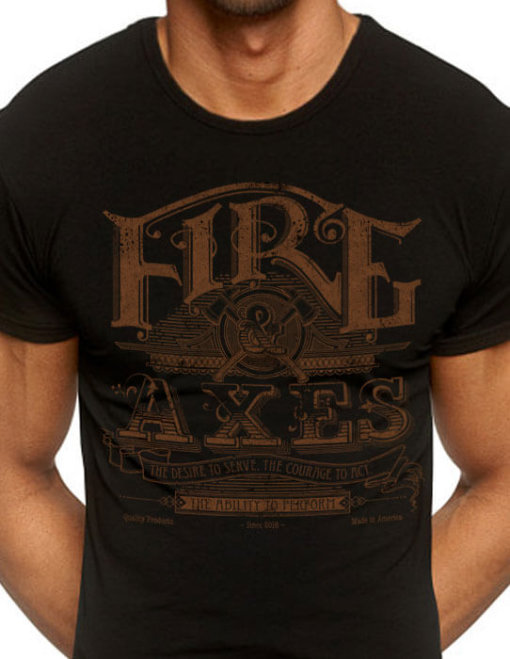 Fire and Axes Courage To Act Sepia Firefighter Shirt