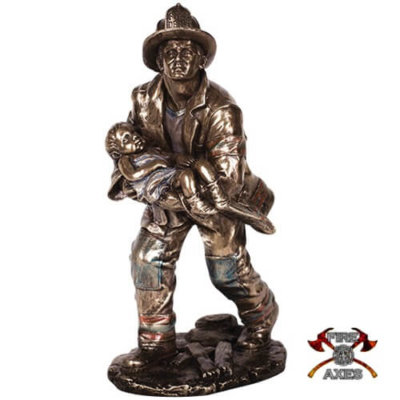 Fireman Rescue Child Statue