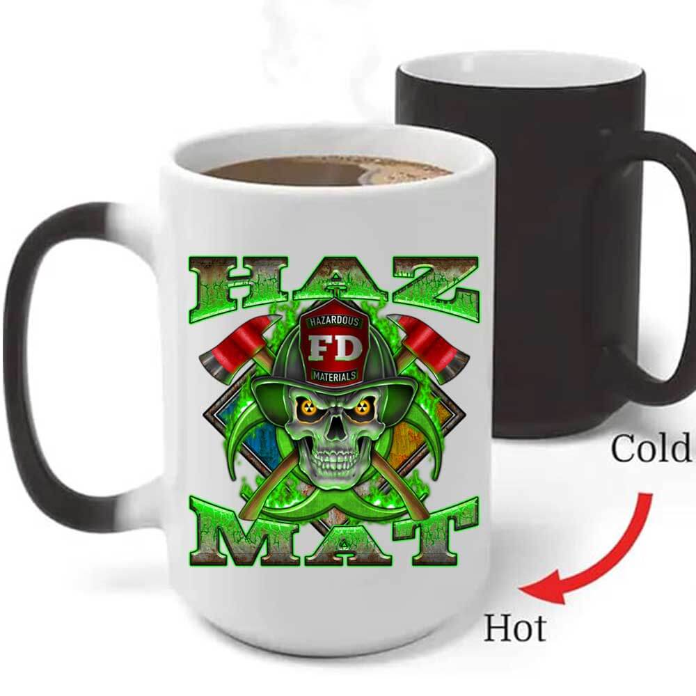 Hazmat Hazardous Materials Firefighter Heat-Activated 15 oz Ceramic Custom Coffee Mug