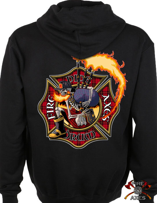 Pipe and Drum Firefighter Hoodie by Fire and Axes