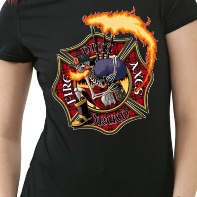 Fireman-Pipes-and-Drums-Womens-Shirt