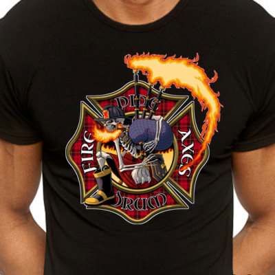 Pipe and Drum firefighter shirts