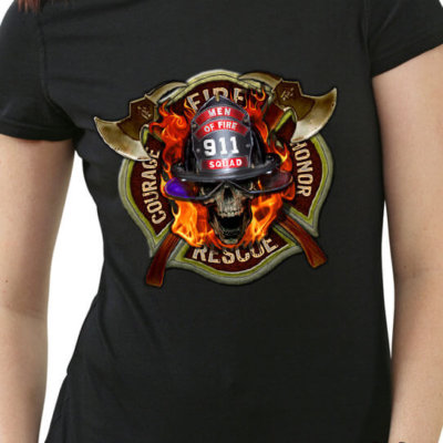 Men of Fire 911 Squad Womens Firefighter Shirts