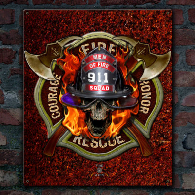Men Of Fire 911 Squad Vintage Firefighter Sign
