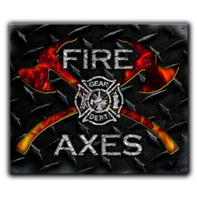 Fire and Axes Firefighter Custom 12 x 15 Inch Vintage Sign