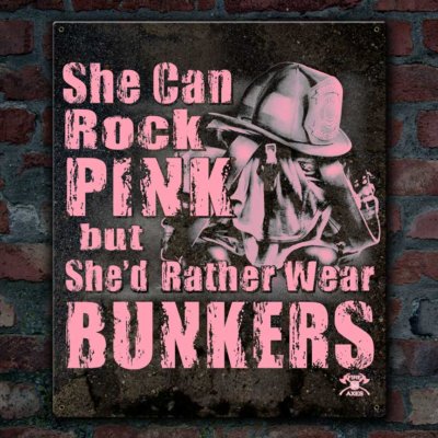 Pink Bunkers Vintage Firefighter Sign