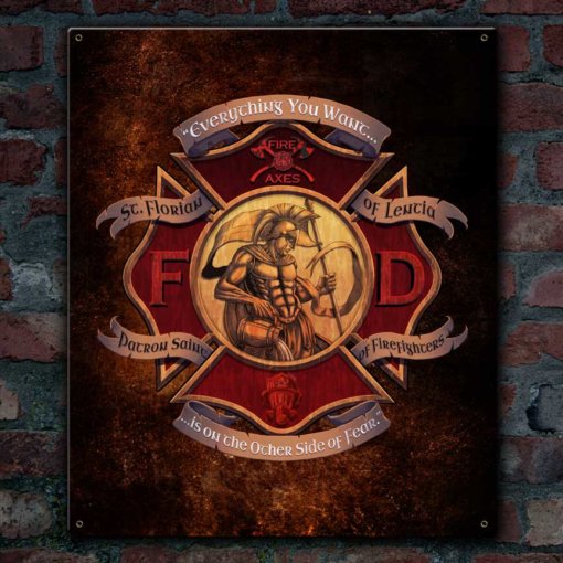 St. Florian Patron Saint Of Fire Fighters Sign