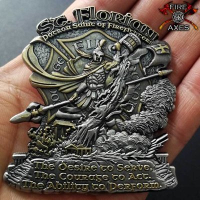 St. Florian Patron Saint Of Firefighters Magnum Challenge Coin