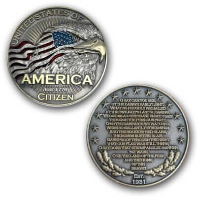 USA American Citizen National Anthem Collectible Challenge Coin