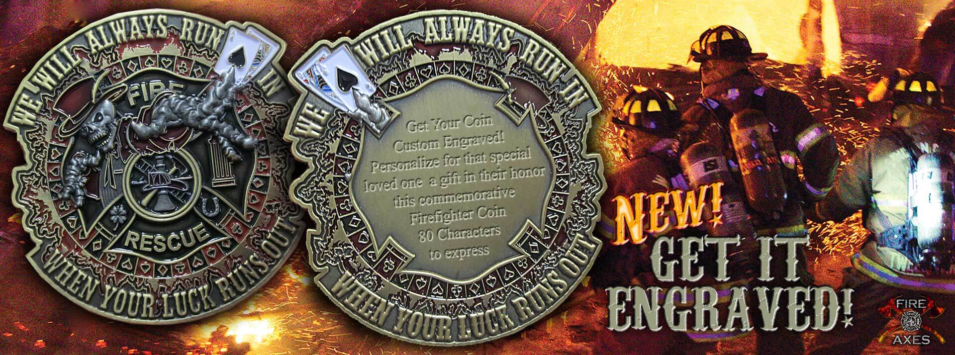 Luck runs out Custom Engraved challenge coin