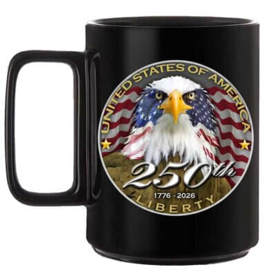 USA 250th Anniversary Patriotic Spirit of America Police Black15 oz Ceramic Custom Coffee Mug