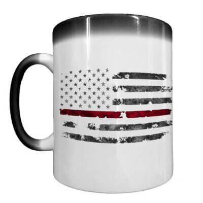 Thin Red Line US Flag Firefighter Heat-Activated 15 oz Ceramic Custom Coffee Mug