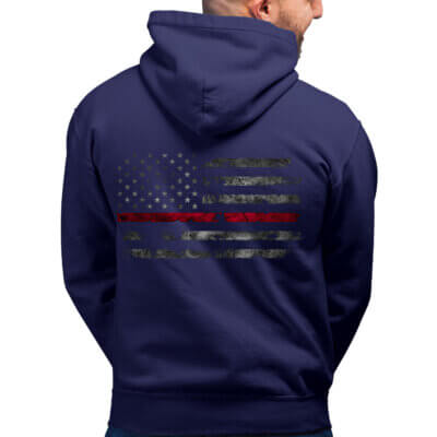 Thin Red Line US Flag Weathered Firefighter Custom Hoodie