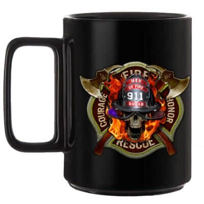 Men of Fire 911 Squad Fire Rescue Firefighter Black or White 15 oz Custom Coffee Mug