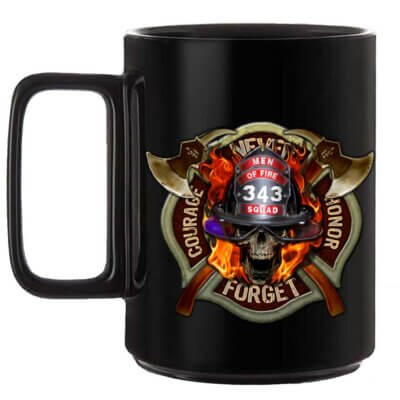 Men of Fire 343 Squad Never Forget Firefighter Black or White 15 oz Custom Coffee Mug