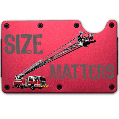 Size Matters Fire Engine Ladder Weathered Metal-Plate Cardholder Firefighter Men's Wallet