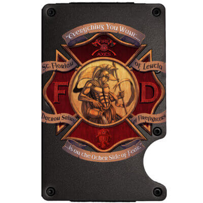 St Florian Patron Saint Metal-Plate Cardholder Firefighter Men's Wallet