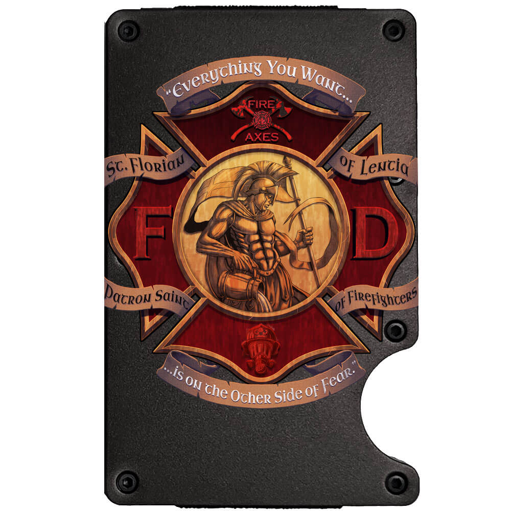 St Florian Patron Saint Metal-Plate Cardholder Firefighter Men's Wallet