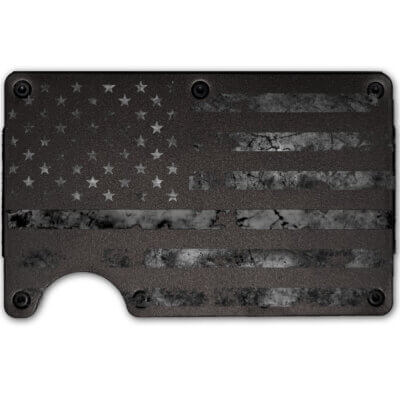 US Flag Weathered Custom Engraved Metal-Plate Cardholder Firefighter Men's Wallet